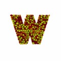 Letter W made of brown woolen balls, isolated on white, 3d renderi