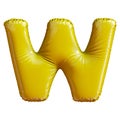 Letter W made of gold balloon. 3d rendering isolated on white background