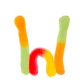 Letter W made of gummy worms