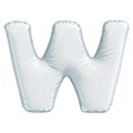 Letter W made of white balloon. 3d rendering isolated on white background