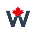 Letter W Maple Leaf Logo Template Symbol of Canada. Minimal Canadian Logo Business and Company Identity