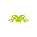 letter w seaweed grass green logo vector Royalty Free Stock Photo