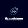 Letter W spedometer logo. Tachometer speed logo Royalty Free Stock Photo