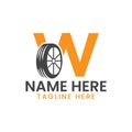 Letter W Tire Logo For Car Repair Automotive Motor Logo Design Vector Template