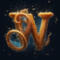 Letter W using typography style of realistic octopus