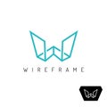 Letter W wireframe linear 3D perspective logo.