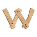 Letter W wood board font. plank and nails alphabet. Lettering of Royalty Free Stock Photo