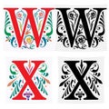 Letter W and X, Color and Monochrome