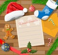 Letter with wishes to santa claus.