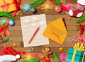 Letter with wishes to santa claus.