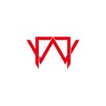 Letter wn simple linked overlap design symbol vector