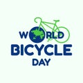 Letter World Bicycle Day on June 3 with world map