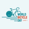 Letter World Bicycle Day on June 3 with world map