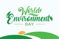 Letter world environment day with hill on the white background