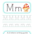 Letter Writing Guide. Worksheet Tracing Letters M. Uppercase And Lowercase Letter English Alphabet