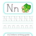 Letter Writing Guide. Worksheet Tracing Letters N. Uppercase And Lowercase Letter English Alphabet