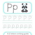 Letter Writing Guide. Worksheet Tracing Letters P. Uppercase And Lowercase Letter English Alphabet