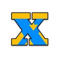 Letter X Alphabet blue and yellow colors  high res stock images Royalty Free Stock Photo