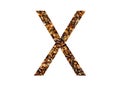 Letter X of the alphabet made with brown wood chips Royalty Free Stock Photo