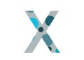 letter X of the alphabet made with several blue dots and a gray background