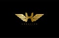 Letter X Bold Strong Wings Shape Gold Logo