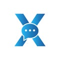 Letter X Chat Communicate Logo Design Concept With Bubble Chat Symbol
