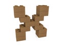 Letter X concept built from toy wood bricks Royalty Free Stock Photo