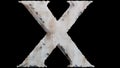 letter x 3d font crumbling stone effect carved