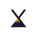 Letter X design element icon with creative mountain concept