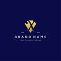 Letter X diamond gold logo design Royalty Free Stock Photo