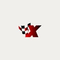 letter X flag racing race design vector