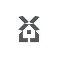letter x home windmill simple geometric logo vector Royalty Free Stock Photo