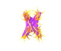 Alien tentacles font - letter X isolated on white made of purple slime and orange tentacles - cosmic invaders concept, 3D