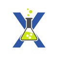 Letter X Lab Logo Concept for Science, Healthcare, Medical, Laboratory, Chemical and Nature Symbol Royalty Free Stock Photo