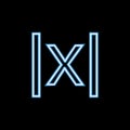the letter x between the lines icon in neon style. One of web collection icon can be used for UI, UX Royalty Free Stock Photo
