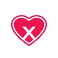 Letter X love logo template, initial X heart logo icon vector Royalty Free Stock Photo