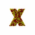 Letter X made of brown woolen balls, isolated on white, 3d renderi