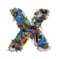 Letter X made of electronic components