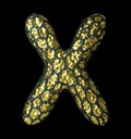 Letter X made of natural snake skin texture. 3D rendering
