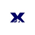 Letter X,mountain logo, hiking logo Royalty Free Stock Photo