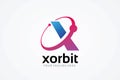 Letter X Orbit Shape Logo Design Template