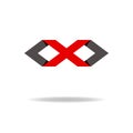 Letter X or red and black Infinity sign, template of modern logo