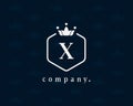 Letter X luxury crown monogram logo emblem