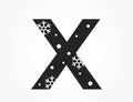 Letter x with snowflake and snow. initial letter for Christmas, new year and winter design. isolated vector image Royalty Free Stock Photo