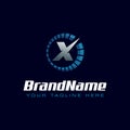 Letter X spedometer logo. Tachometer speed logo Royalty Free Stock Photo