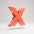 Letter X uppercase. Living Coral font with glossy reflections and shadow isolated on white background