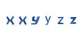 Letter x, y, z logo with blue.