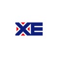 Letter xe focus target arrow simple geometric symbol logo vector