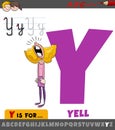 letter Y from alphabet with cartoon illustration of yell phrase