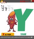 Letter Y from alphabet with cartoon yam vegetable